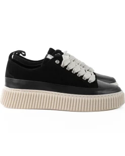 Scarpe Uomo Sneakers Camoscio Nero Beige Sportive Fondo Gomma Ampia GIOSAL-S1259A