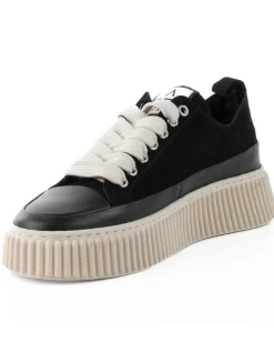 Scarpe Uomo Sneakers Camoscio Nero Beige Sportive Fondo Gomma Ampia GIOSAL-S1259A