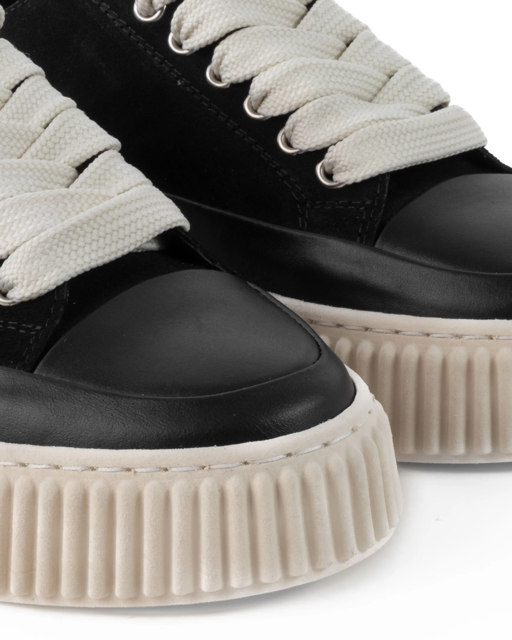 Scarpe Uomo Sneakers Camoscio Nero Beige Sportive Fondo Gomma Ampia GIOSAL-S1259A
