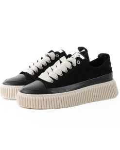 Scarpe Uomo Sneakers Camoscio Nero Beige Sportive Fondo Gomma Ampia GIOSAL-S1259A