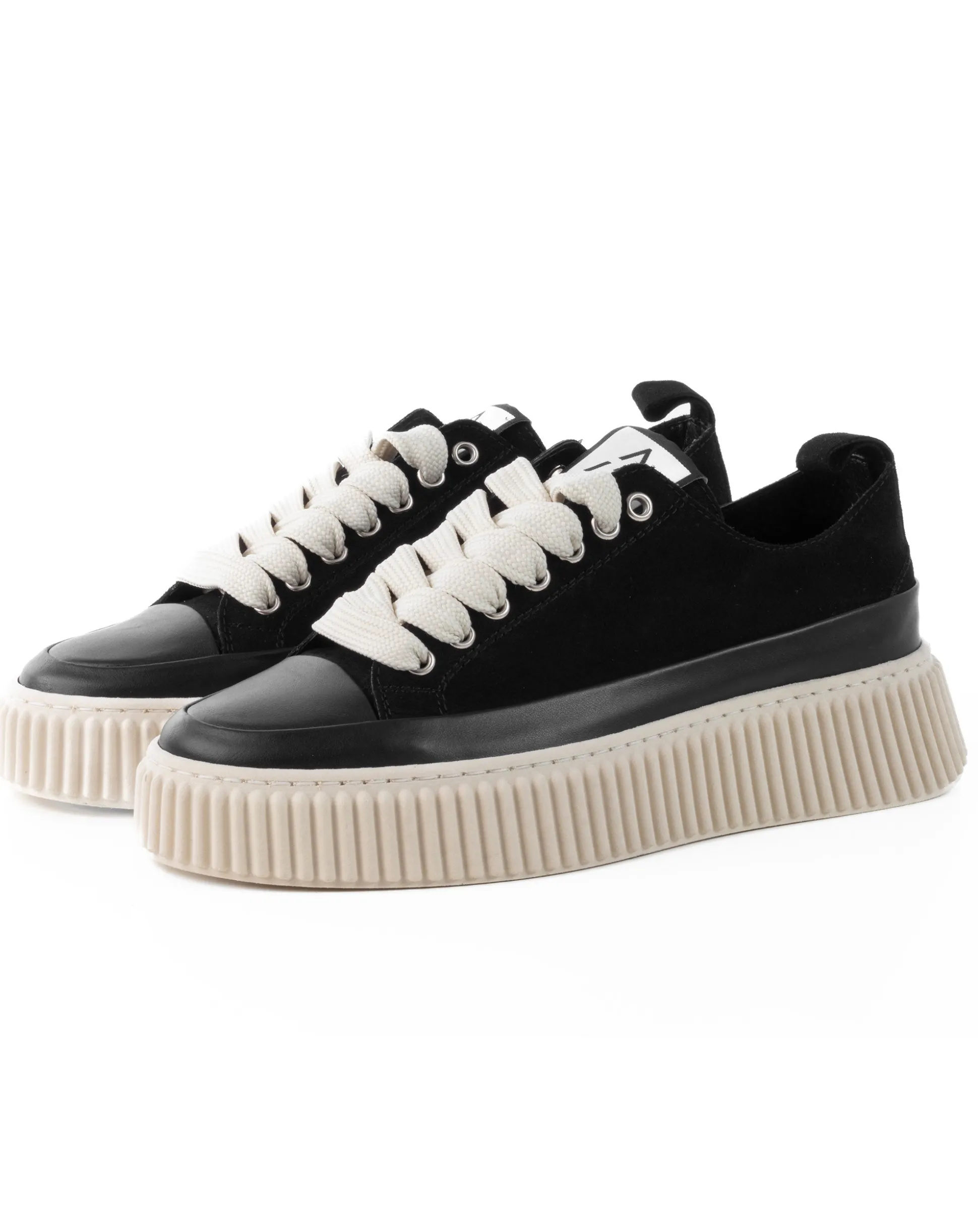 Scarpe Uomo Sneakers Camoscio Nero Beige Sportive Fondo Gomma Ampia GIOSAL-S1259A