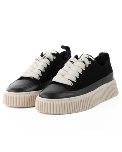 Scarpe Uomo Sneakers Camoscio Nero Beige Sportive Fondo Gomma Ampia GIOSAL-S1259A