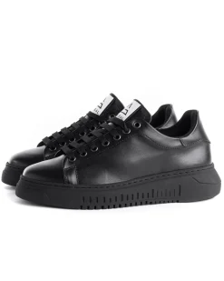 Scarpe Uomo Sneakers Ecopelle Nere Basic Casual Eleganti Sportive GIOSAL-S1187A