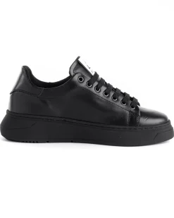 Scarpe Uomo Sneakers Ecopelle Nere Basic Casual Eleganti Sportive GIOSAL-S1187A