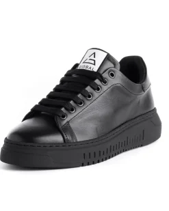 Scarpe Uomo Sneakers Ecopelle Nere Basic Casual Eleganti Sportive GIOSAL-S1187A