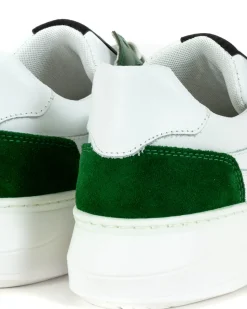 Scarpe Uomo Sneakers Ecopelle Camoscio Basic Bianco Verde Casual Sportive GIOSAL-S1221A