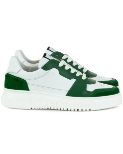 Scarpe Uomo Sneakers Ecopelle Camoscio Basic Bianco Verde Casual Sportive GIOSAL-S1221A