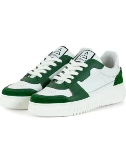 Scarpe Uomo Sneakers Ecopelle Camoscio Basic Bianco Verde Casual Sportive GIOSAL-S1221A