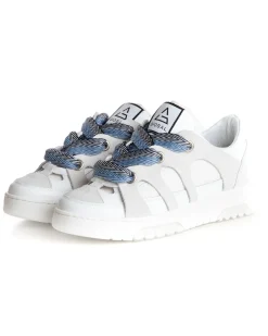 Scarpe Uomo Sneakers Ecopelle Bianco Grigio Lacci Colorati Casual Sportive GIOSAL-S1229A