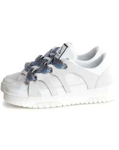 Scarpe Uomo Sneakers Ecopelle Bianco Grigio Lacci Colorati Casual Sportive GIOSAL-S1229A