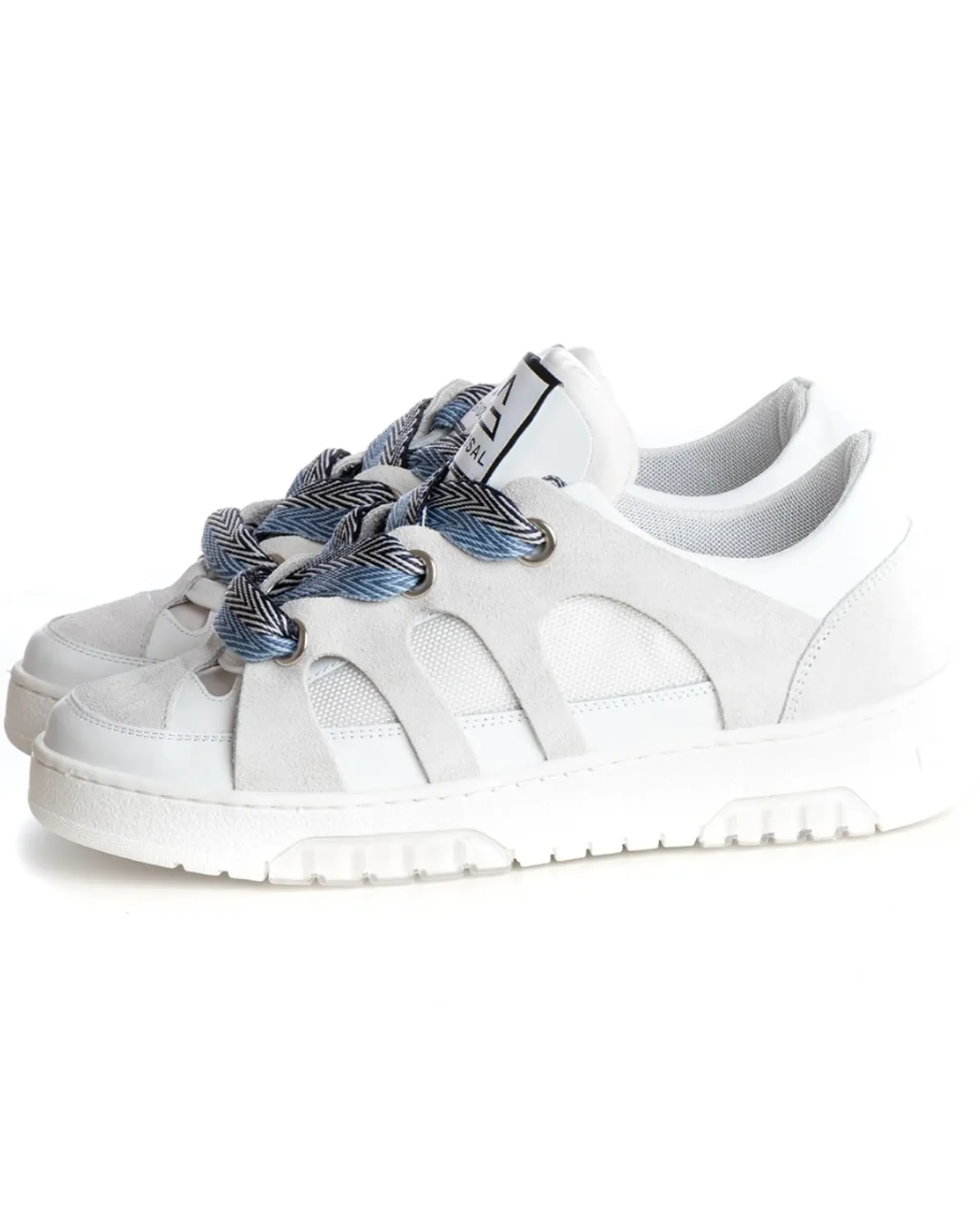 Scarpe Uomo Sneakers Ecopelle Bianco Grigio Lacci Colorati Casual Sportive GIOSAL-S1229A