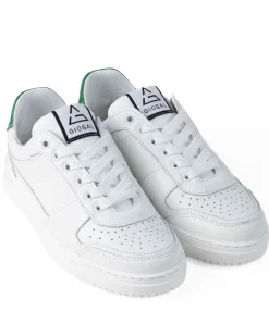 Scarpe Uomo Sneakers Ecopelle Martellata Bianche Casual Sportive Pelle Bottolato Verde GIOSAL-S1256A