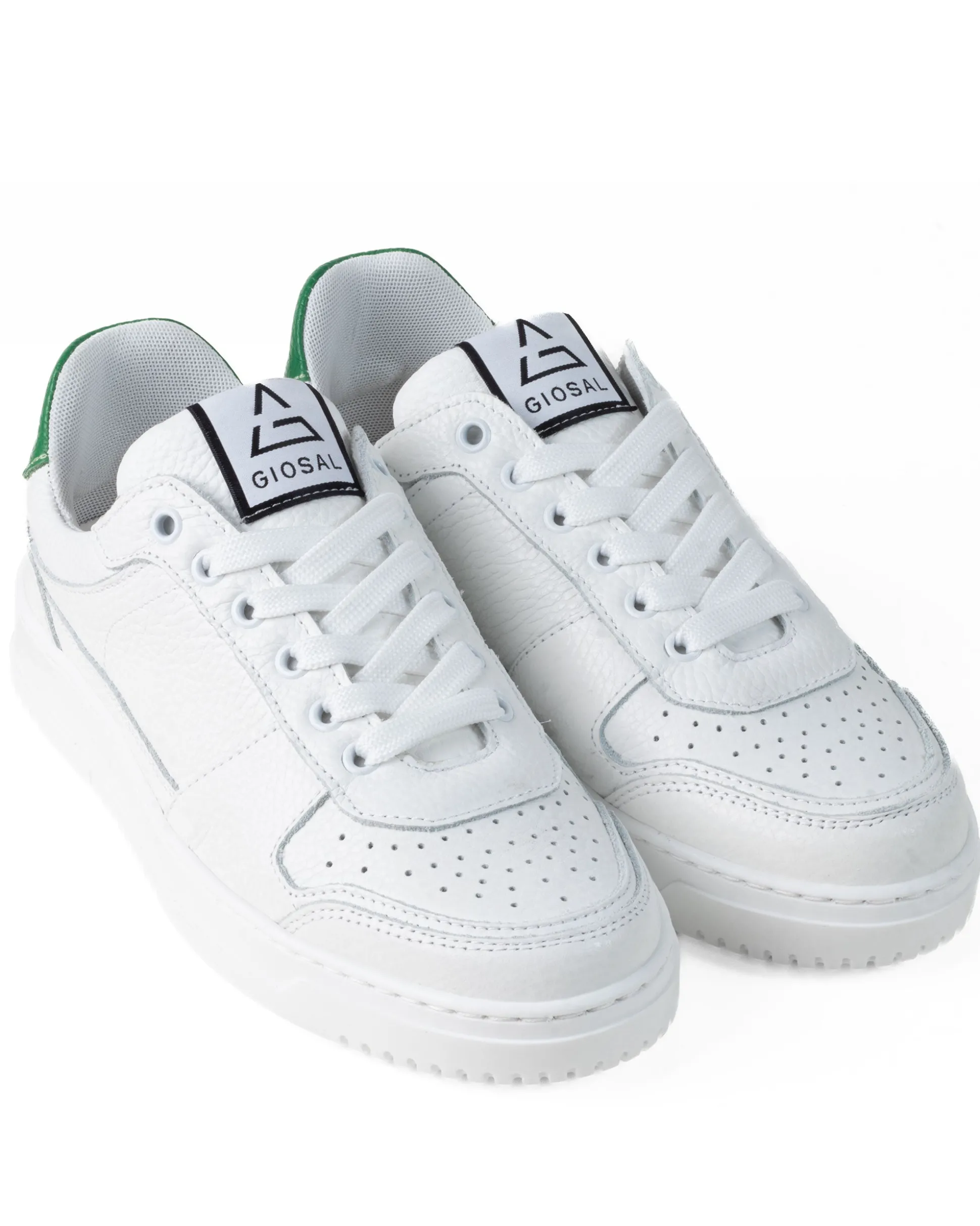 Scarpe Uomo Sneakers Ecopelle Martellata Bianche Casual Sportive Pelle Bottolato Verde GIOSAL-S1256A