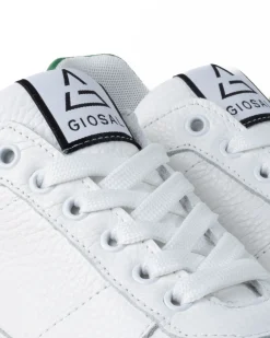 Scarpe Uomo Sneakers Ecopelle Martellata Bianche Casual Sportive Pelle Bottolato Verde GIOSAL-S1256A