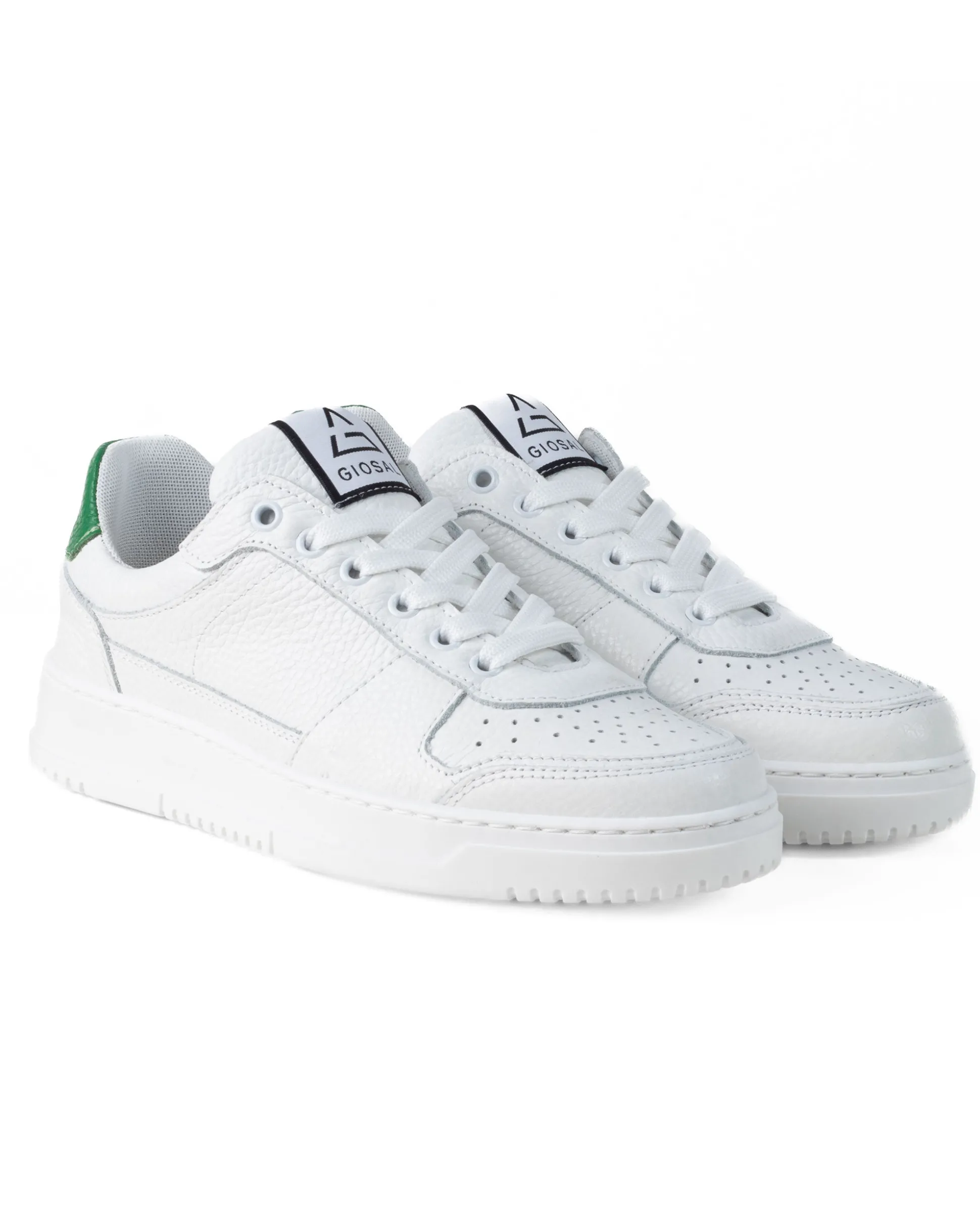 Scarpe Uomo Sneakers Ecopelle Martellata Bianche Casual Sportive Pelle Bottolato Verde GIOSAL-S1256A