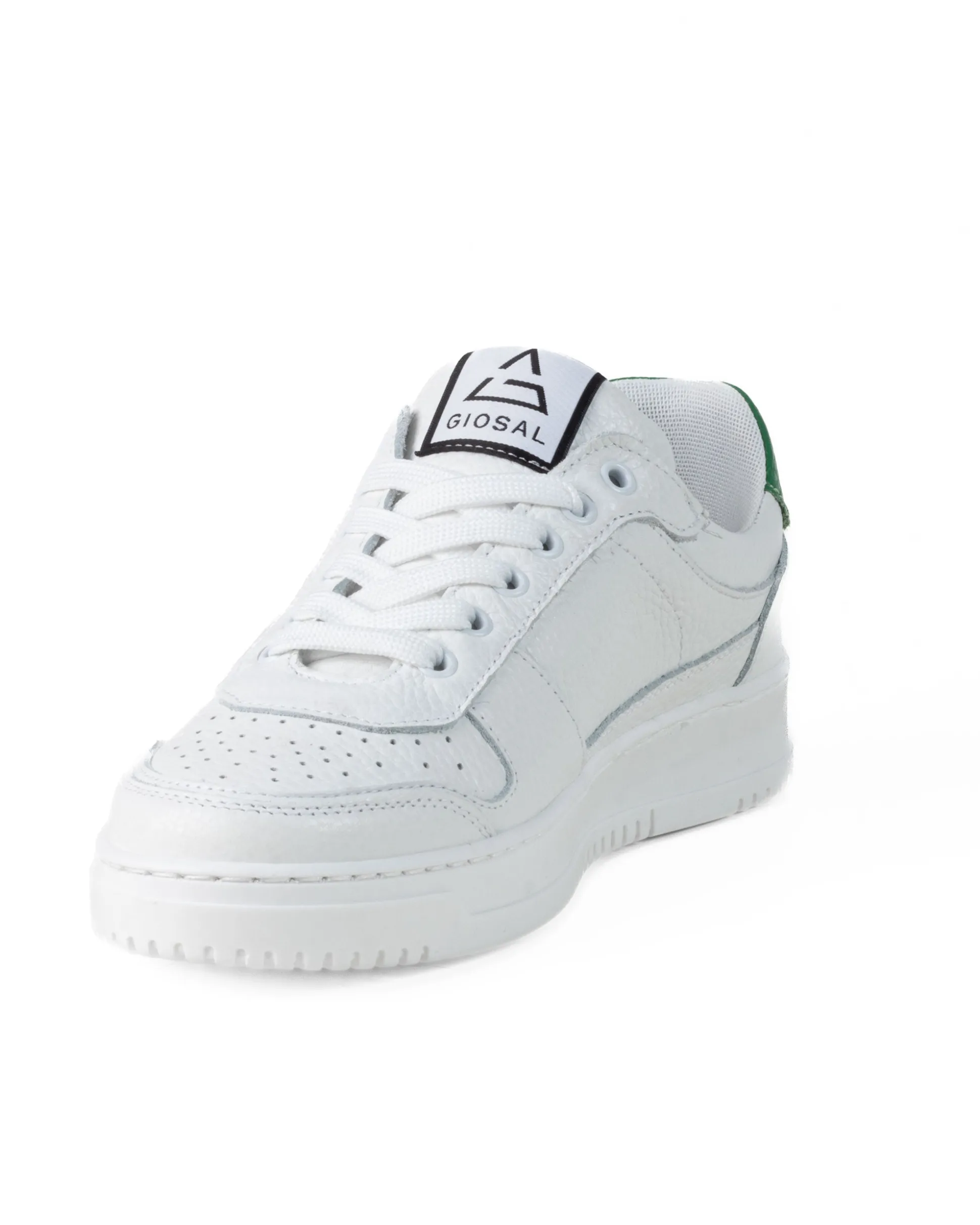 Scarpe Uomo Sneakers Ecopelle Martellata Bianche Casual Sportive Pelle Bottolato Verde GIOSAL-S1256A