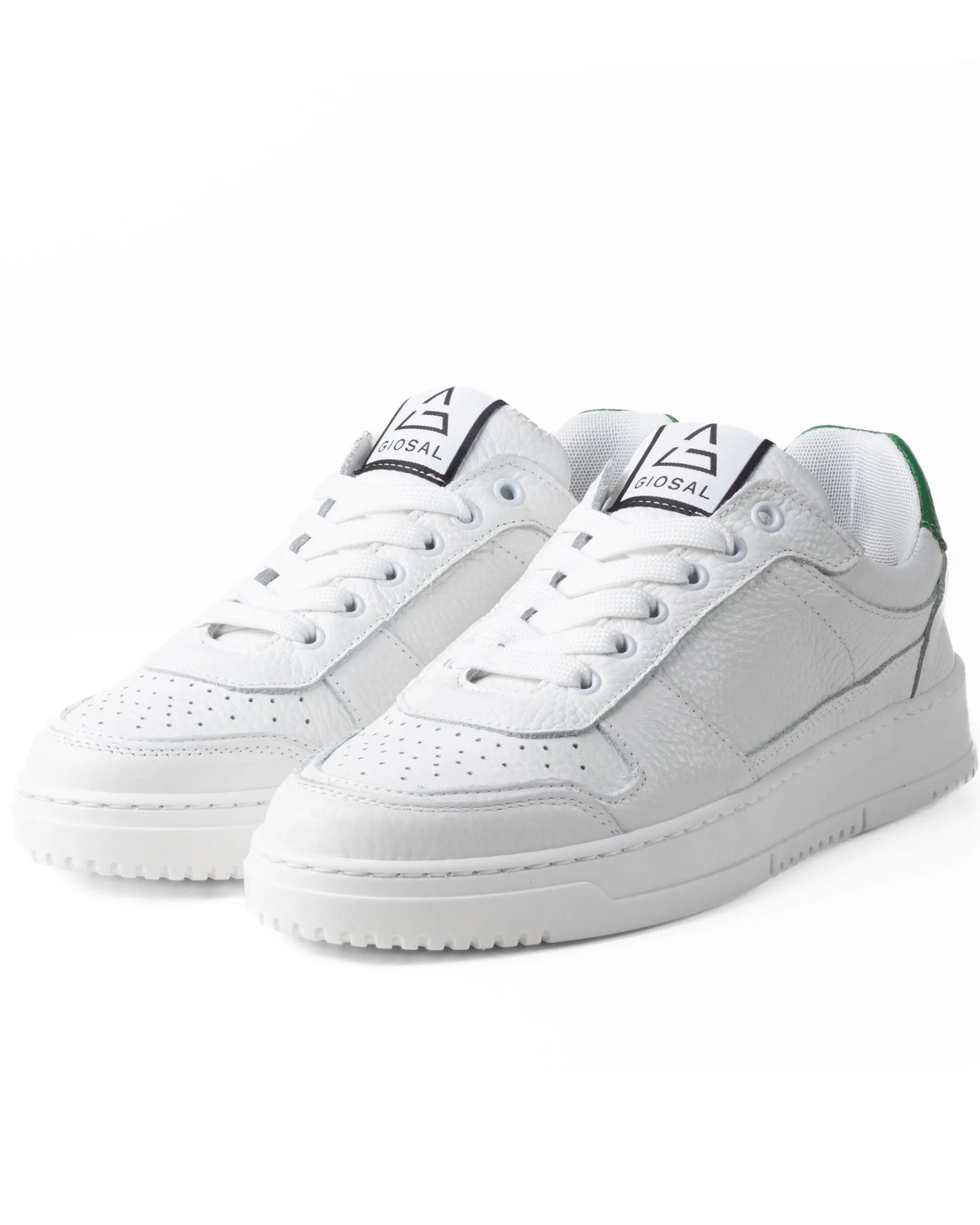 Scarpe Uomo Sneakers Ecopelle Martellata Bianche Casual Sportive Pelle Bottolato Verde GIOSAL-S1256A