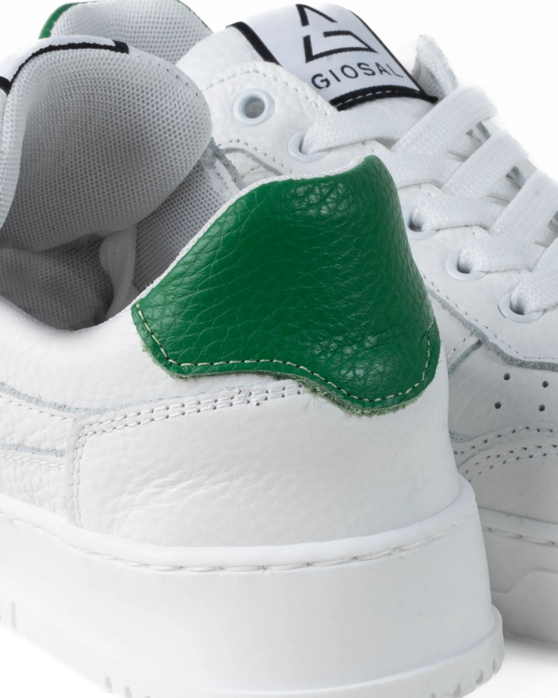 Scarpe Uomo Sneakers Ecopelle Martellata Bianche Casual Sportive Pelle Bottolato Verde GIOSAL-S1256A