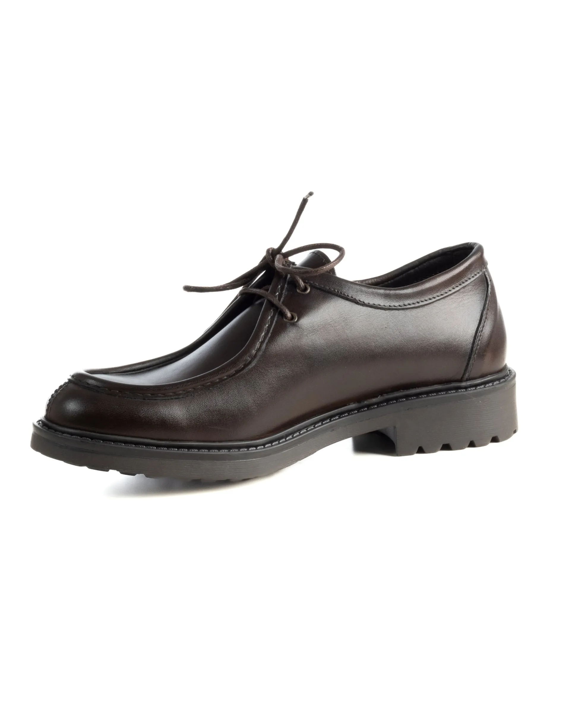 Scarpe Uomo Stringate Derby Lacci Eleganti Pelle Testa Di Moro S1302A