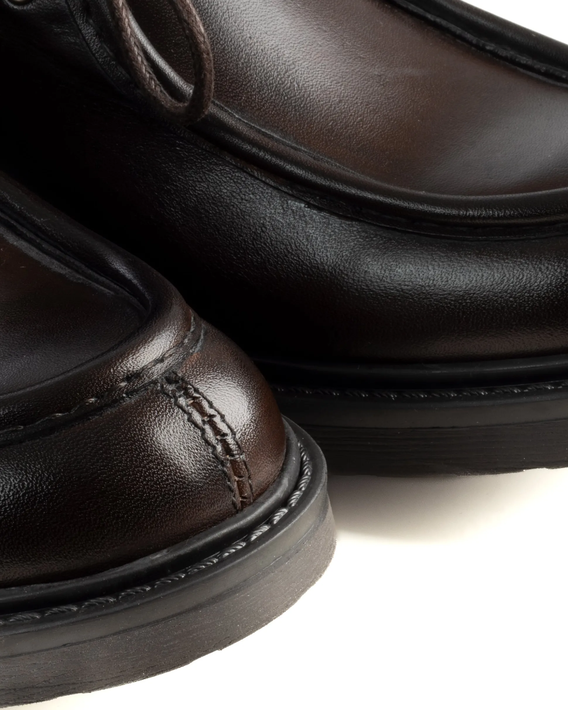 Scarpe Uomo Stringate Derby Lacci Eleganti Pelle Testa Di Moro S1302A