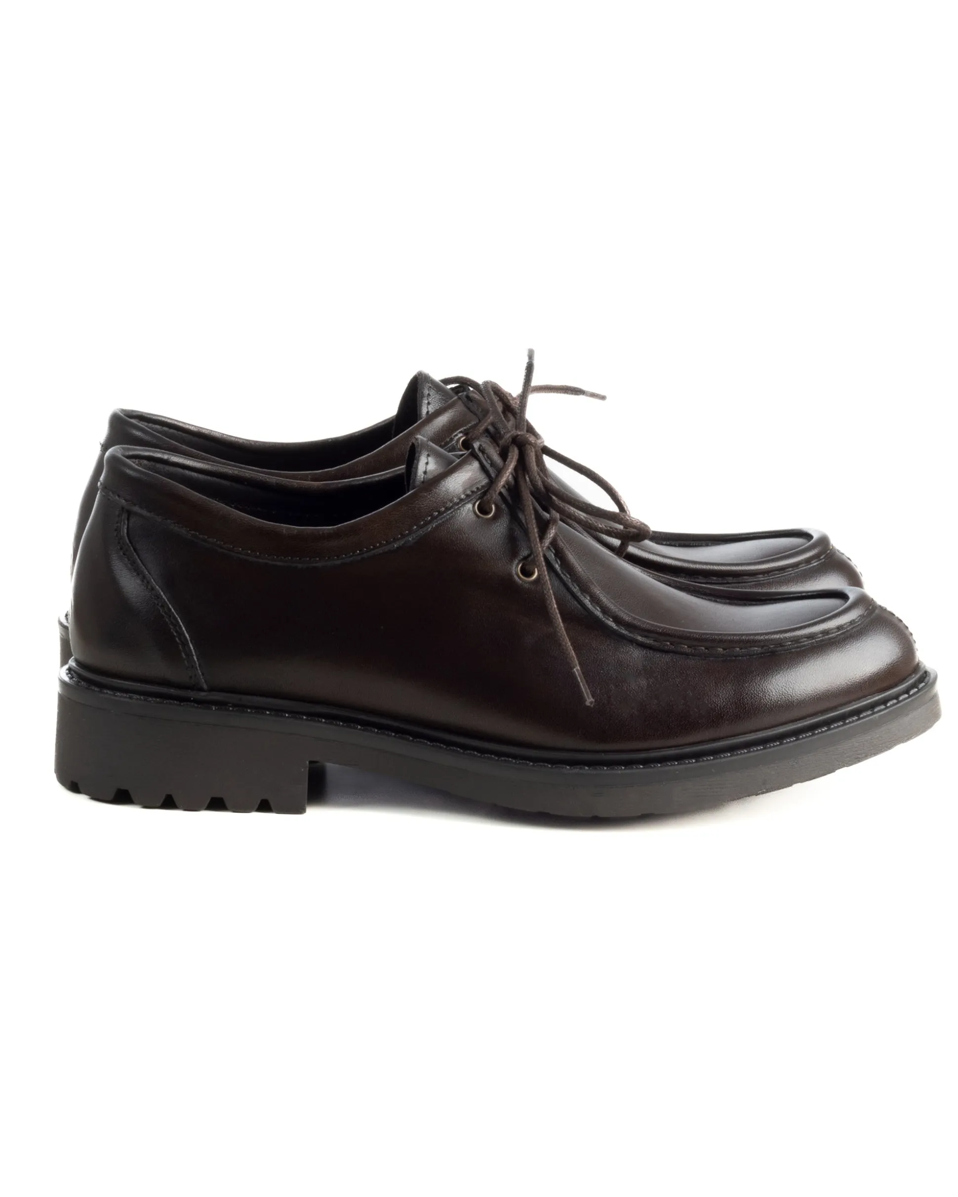 Scarpe Uomo Stringate Derby Lacci Eleganti Pelle Testa Di Moro S1302A