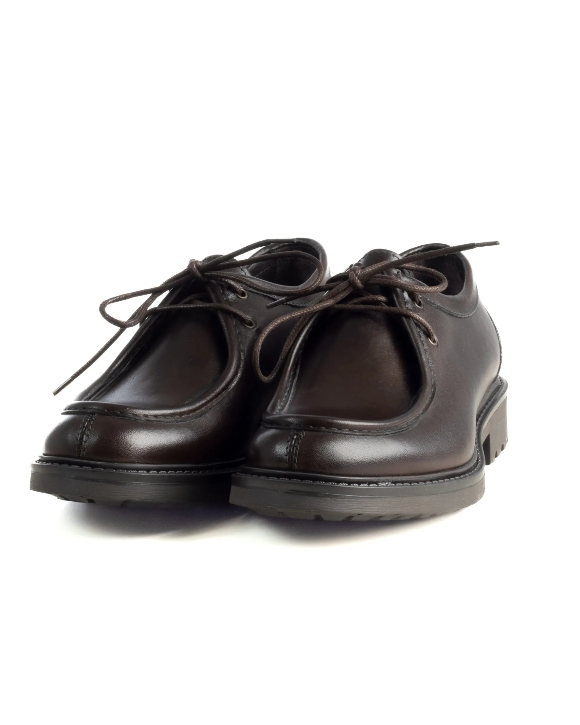 Scarpe Uomo Stringate Derby Lacci Eleganti Pelle Testa Di Moro S1302A
