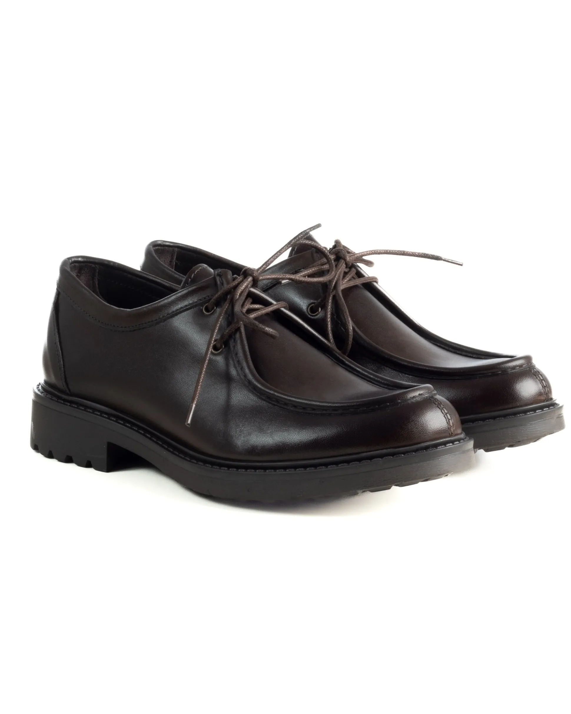 Scarpe Uomo Stringate Derby Lacci Eleganti Pelle Testa Di Moro S1302A