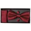 Set Pochette Papillon Gemelli Uomo Unisex Elegante Classico Cerimonia Tinta Unita Bordeaux GIOSAL-CP1126A