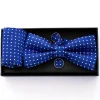 Set Pochette Papillon Gemelli Uomo Unisex Blu Royal Elegante Classico Fantasia Pois Cerimonia GIOSAL-CP1050A