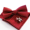 Set Pochette Papillon Gemelli Uomo Unisex Elegante Cerimonia Pois Rosso GIOSAL-CP1052A