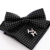 Set Pochette Papillon Gemelli Uomo Unisex Nero Elegante Classico Fantasia Pois Cerimonia GIOSAL-CP1054A