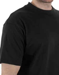 T-Shirt Cotone Basic Gola Alta Nero TCTS1002A
