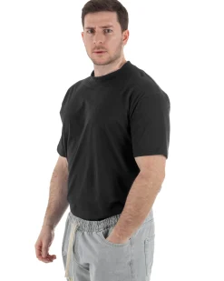 T-Shirt Cotone Basic Gola Alta Nero TCTS1002A