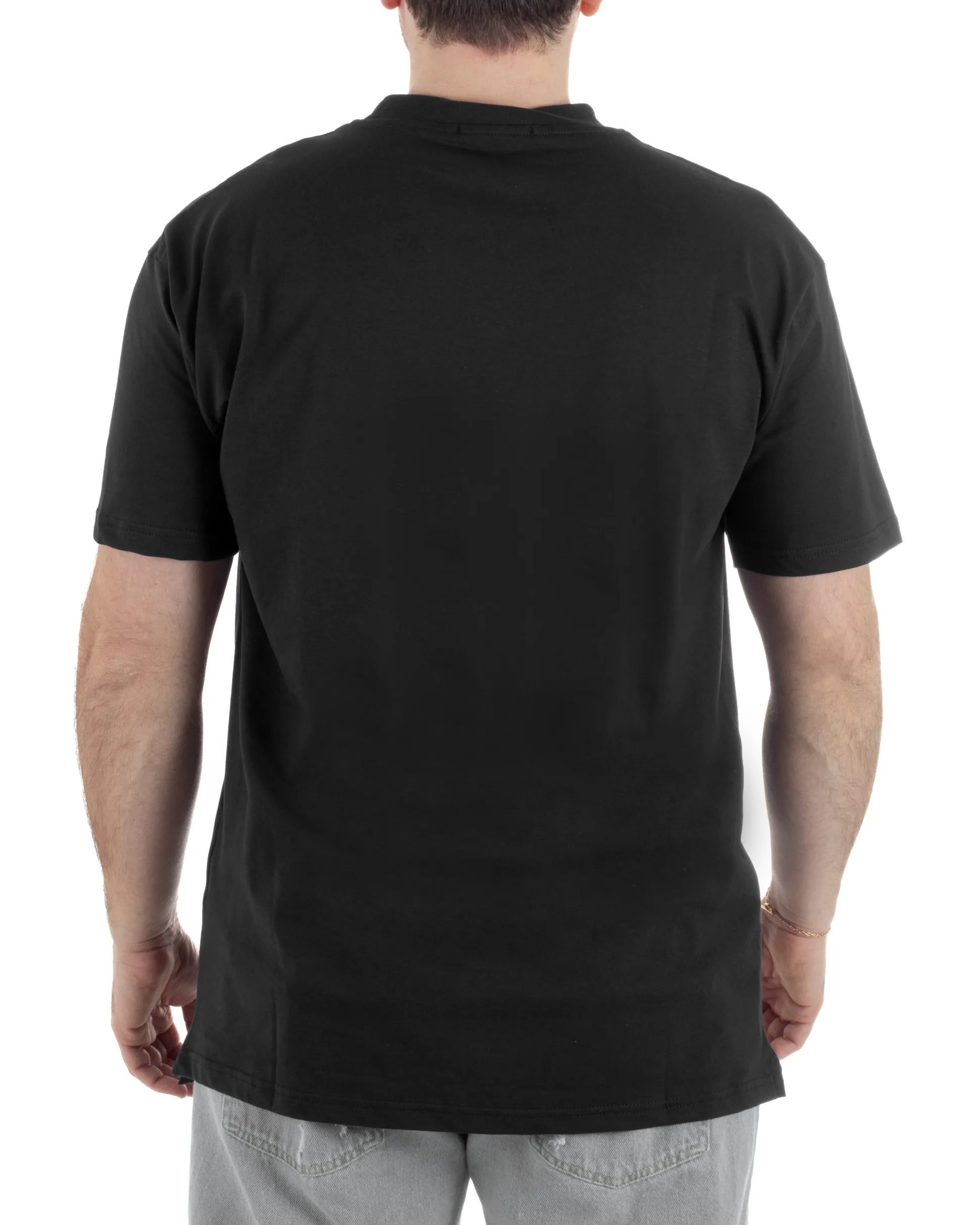 T-Shirt Cotone Basic Gola Alta Nero TCTS1002A