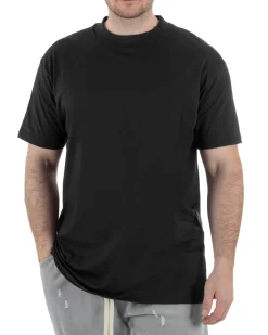 T-Shirt Cotone Basic Gola Alta Nero TCTS1002A
