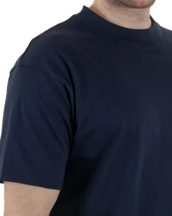 T-Shirt Cotone Basic Gola Alta Blu TCTS1000A
