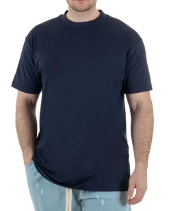 T-Shirt Cotone Basic Gola Alta Blu TCTS1000A