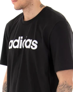 T-shirt Uomo Adidas Logo Lin Tee Stampa Tinta Unita Nera Girocollo Cotone Maniche Corte GIOSAL-TS2431A