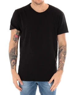 T-shirt Uomo Basic Tinta Unita Nera Girocollo Manica Corta GIOSAL-TS2956A