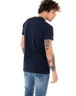 T-shirt Uomo Basic Tinta Unita Blu Girocollo Manica Corta GIOSAL-TS2949A