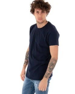 T-shirt Uomo Basic Tinta Unita Blu Girocollo Manica Corta GIOSAL-TS2949A