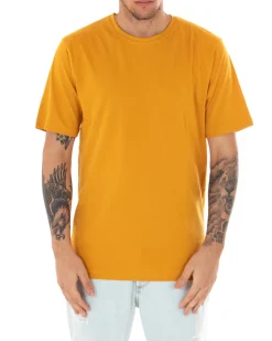 T-shirt Uomo Basic Tinta Unita Senape Girocollo Manica Corta Casual Spacchi GIOSAL-TS2937A
