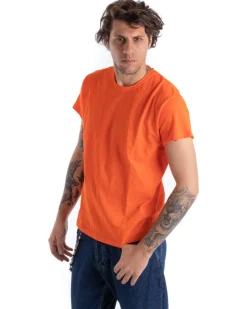 T-shirt Uomo Basic Tinta Unita Arancione Girocollo Manica Corta GIOSAL-TS2947A