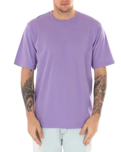 T-shirt Uomo Basic Tinta Unita Lilla Girocollo Manica Corta Casual Spacchi GIOSAL-TS2939A