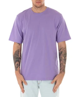 T-shirt Uomo Basic Tinta Unita Lilla Girocollo Manica Corta Casual Spacchi GIOSAL-TS2939A