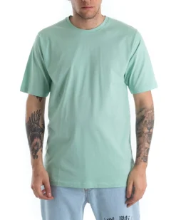 T-shirt Uomo Basic Tinta Unita Verde Acqua Girocollo Manica Corta Casual Spacchi GIOSAL-TS2931A