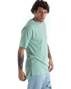 T-shirt Uomo Basic Tinta Unita Verde Acqua Girocollo Manica Corta Casual Spacchi GIOSAL-TS2931A