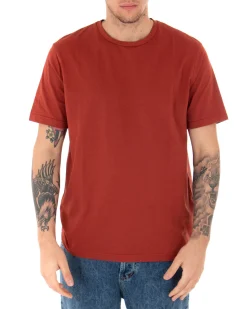 T-shirt Uomo Basic Tinta Unita Mattone Manica Corta Girocollo Casual GIOSAL-TS2909A
