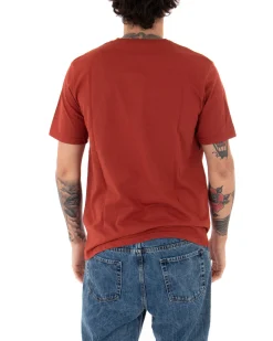 T-shirt Uomo Basic Tinta Unita Mattone Manica Corta Girocollo Casual GIOSAL-TS2909A