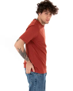 T-shirt Uomo Basic Tinta Unita Mattone Manica Corta Girocollo Casual GIOSAL-TS2909A